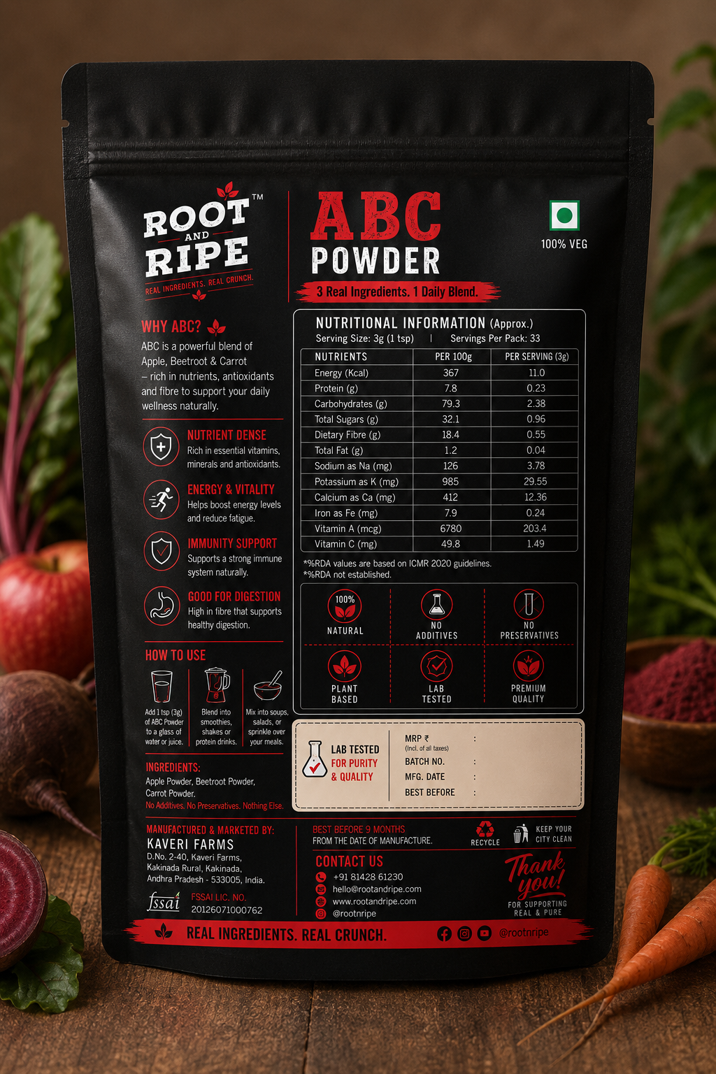 ABC Malt Powder 100g – Back with Nutritional Info