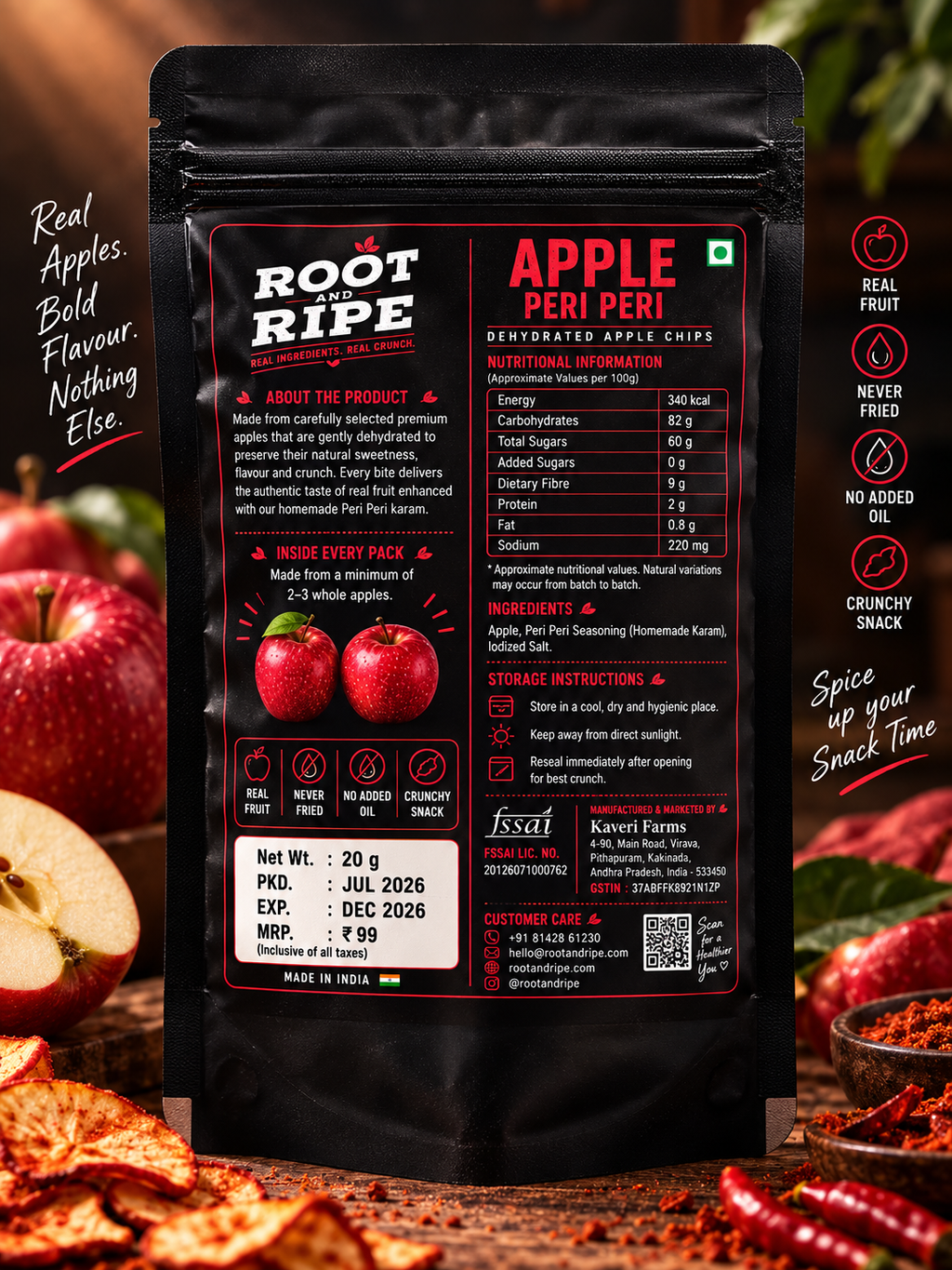 Root & Ripe Apple Peri Peri Fruit Chips