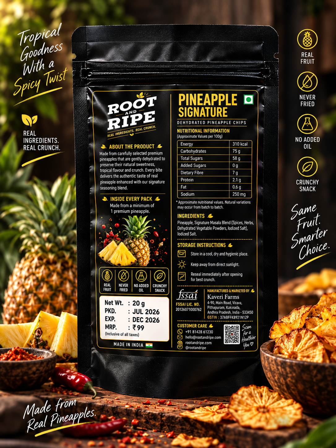 Root & Ripe Pineapple Signature Fruit Chips