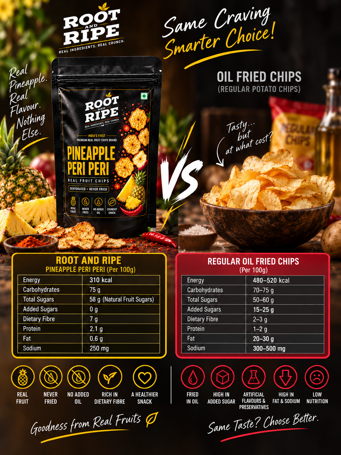 Root & Ripe Pineapple Peri Peri Fruit Chips