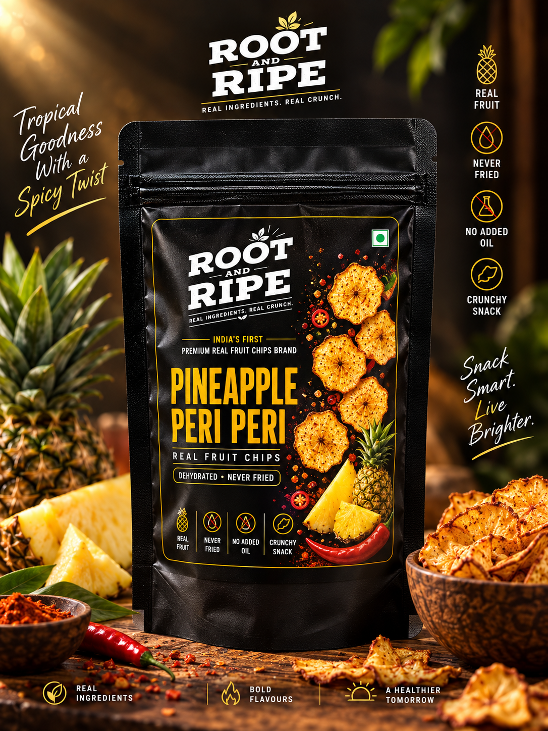 Root & Ripe Pineapple Peri Peri Fruit Chips