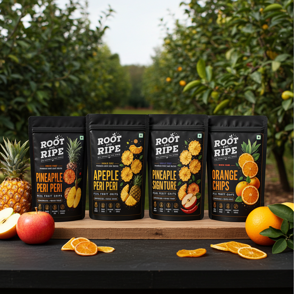 Root & Ripe Fruit Chips Discovery Combo – Assorted Flavours, Real Fruit, No Preservatives, 4 Packs